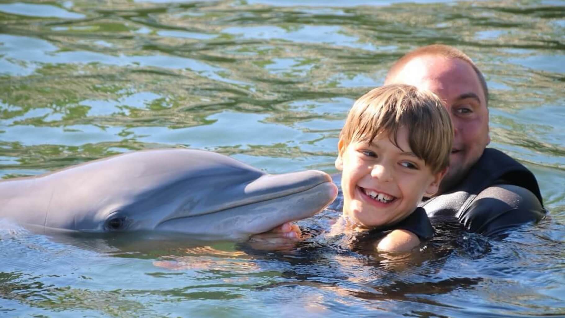 Levi bei einer Delfintherapie